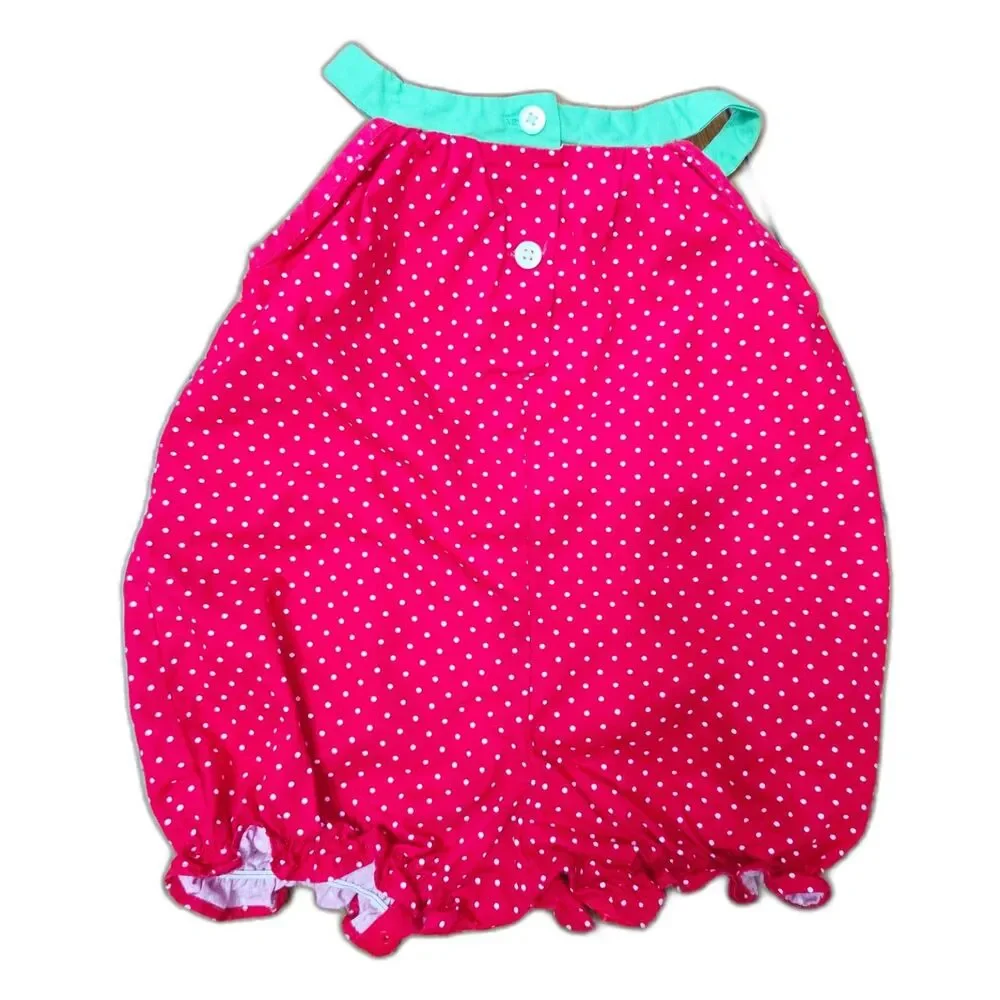 Goodlad Baby Girl Strawberry Polka Dot Bubble Romper – 12 Months